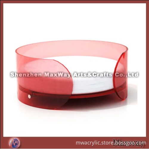 Round Red Perspex Dog Bed with White Cushion